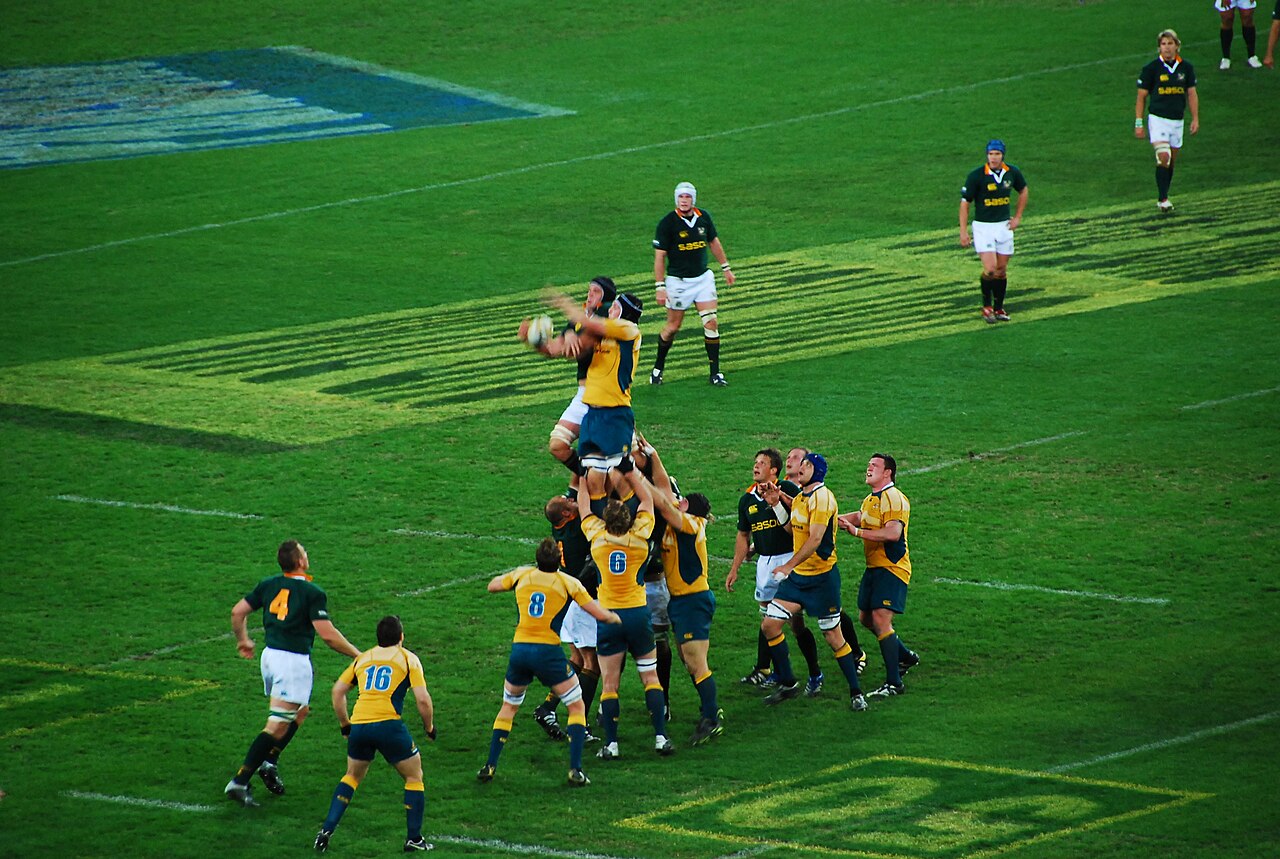 A lineout during a Wallabies v Springboks match