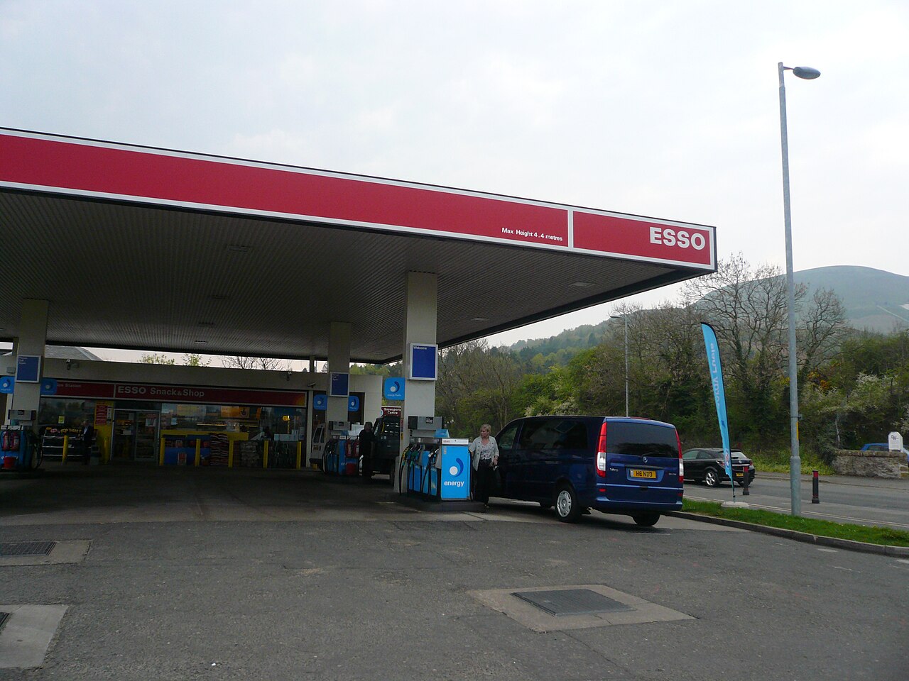 A petrol station forecourt near Edinburgh